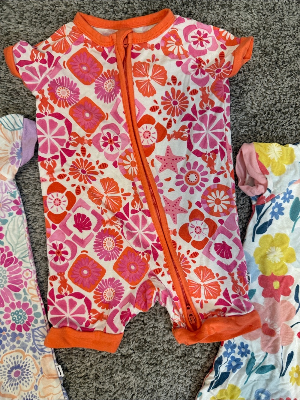 Little Sleepies Shortie Zippies Pajamas size 3-6 mos, 3 piece set - Picture 3 of 4